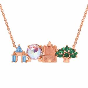 Disney parks castle Necklace rose gold Jewelry rhinestone crystals diamonds